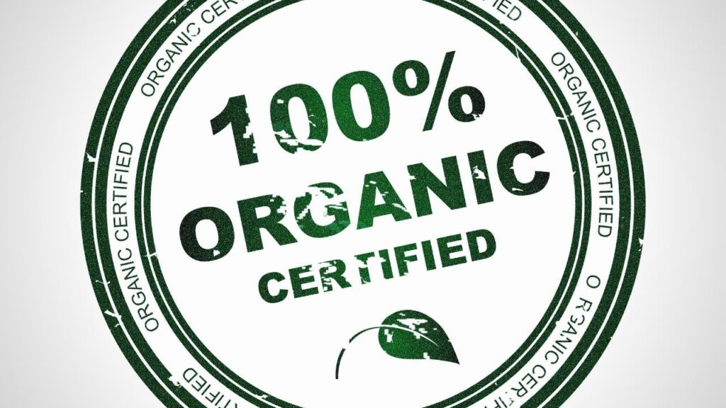 100% organic certified stamp illustration
