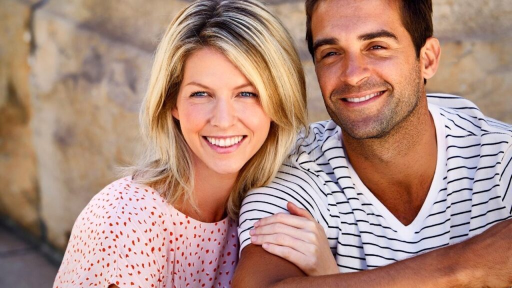 happy couple with healthy hair