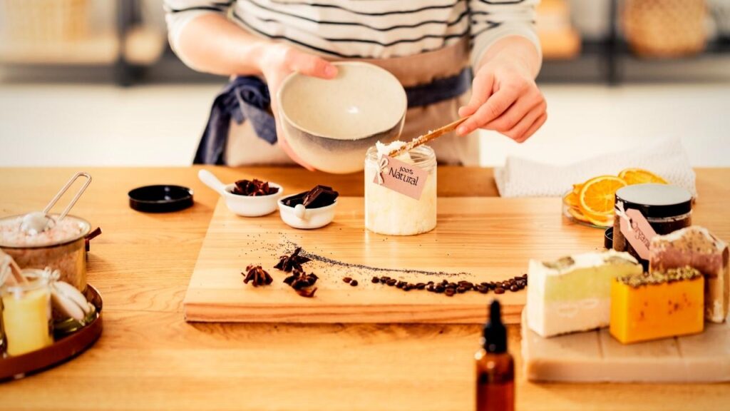 woman preparing natural skin products