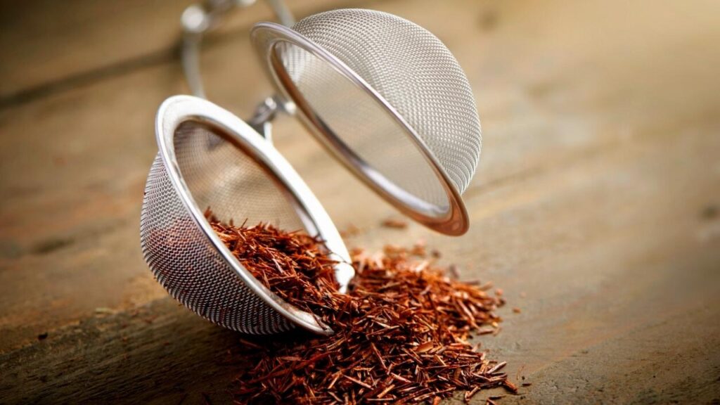 tea ball with redbush tea leaves