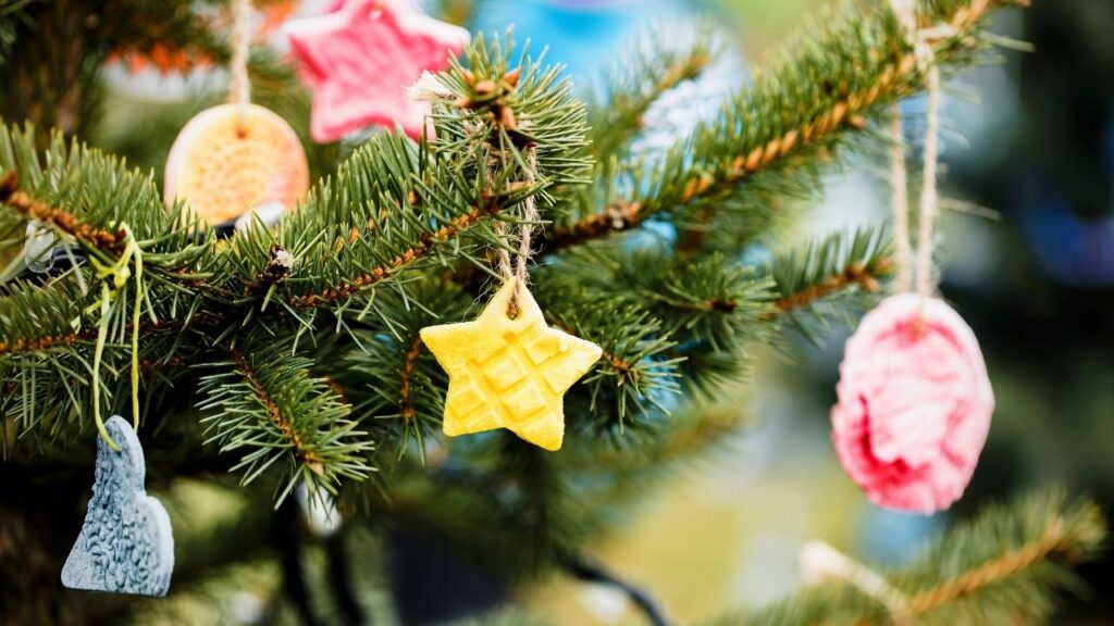 salt dough ornaments on Christmas tree