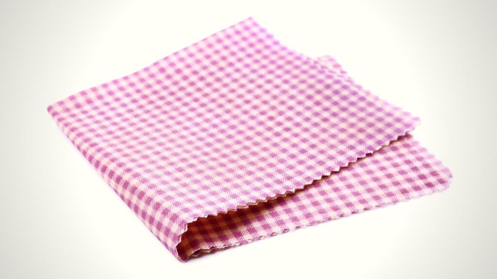 pink folded beeswax food wrap