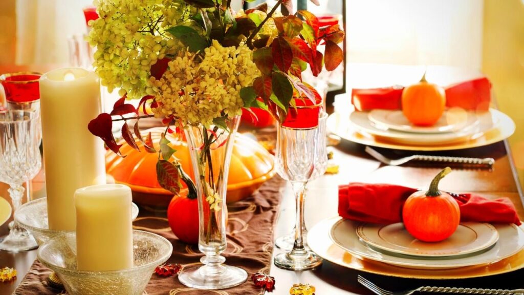 table laid with autumn theme